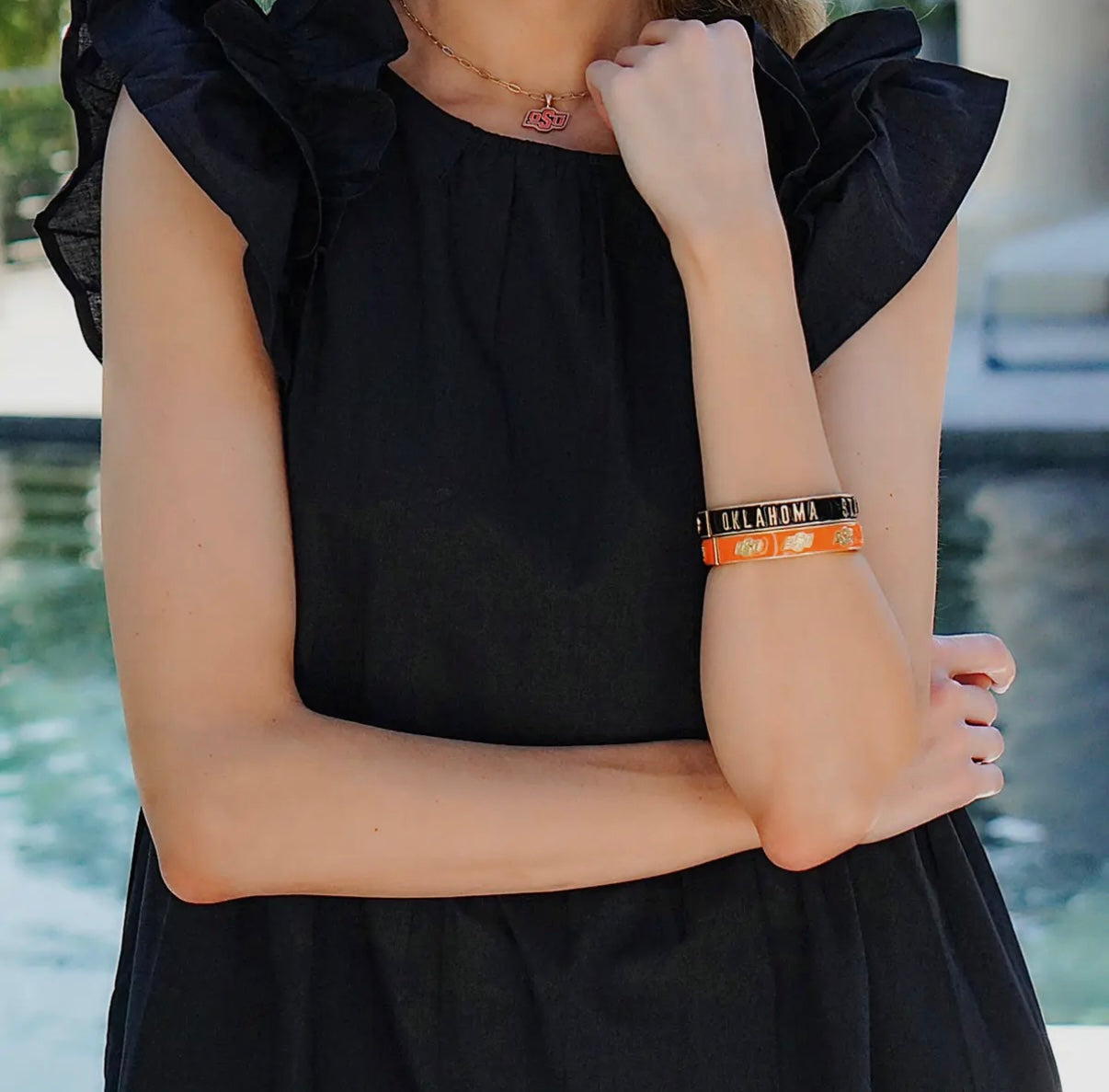 Oklahoma State Enamel Hinge Bracelet