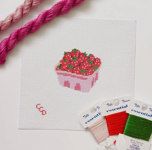 Strawberry Basket Needlepoint Canvas