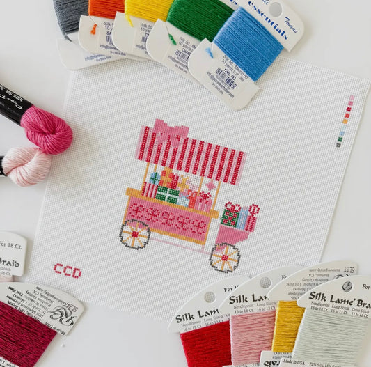 Christmas Trolley Cart Needlepoint Canvas