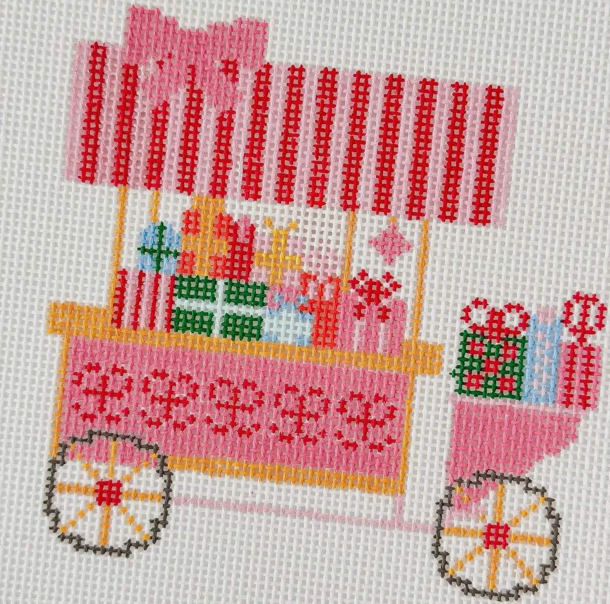 Christmas Trolley Cart Needlepoint Canvas