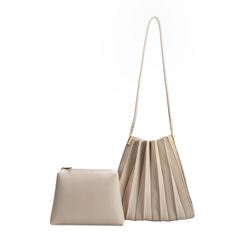 Ivory Pleated Bag