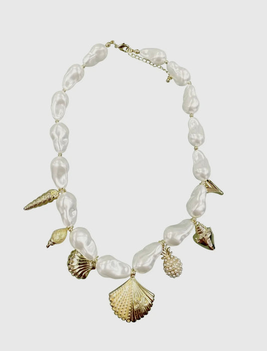 Mia Shell Pearl Charm Necklace